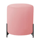 Puff Decorativo Thor Ferro Base Preta Veludo Rose - Montanari