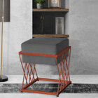 Puff Decorativo Tróia Base Bronze Veludo Cinza  - Montanaris