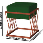 Puff Decorativo Tróia Base Bronze Veludo Verde - Montanaris D