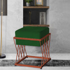 Puff Decorativo Tróia Base Bronze Veludo Verde - Montanaris D