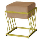 Puff Decorativo Tróia Base Gold Veludo Capuccino  - Montanari