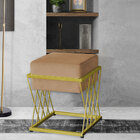 Puff Decorativo Tróia Base Gold Veludo Capuccino  - Montanari