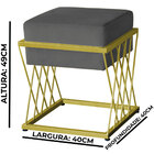 Puff Decorativo Tróia Base Gold Veludo Cinza - Montanaris Dec