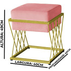 Puff Decorativo Tróia Base Gold Veludo Rosê - Montanaris Decor