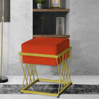 Puff Decorativo Tróia Base Gold Veludo Terracota - Montanaris