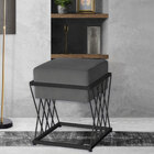 Puff Decorativo Tróia Base Preta Veludo Cinza - Montanaris De