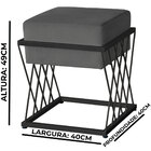 Puff Decorativo Tróia Base Preta Veludo Cinza - Montanaris De