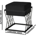 Puff Decorativo Tróia Base Preta Veludo Preto - Montanaris De