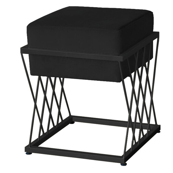 Puff Decorativo Tróia Base Preta Veludo Preto - Montanaris De