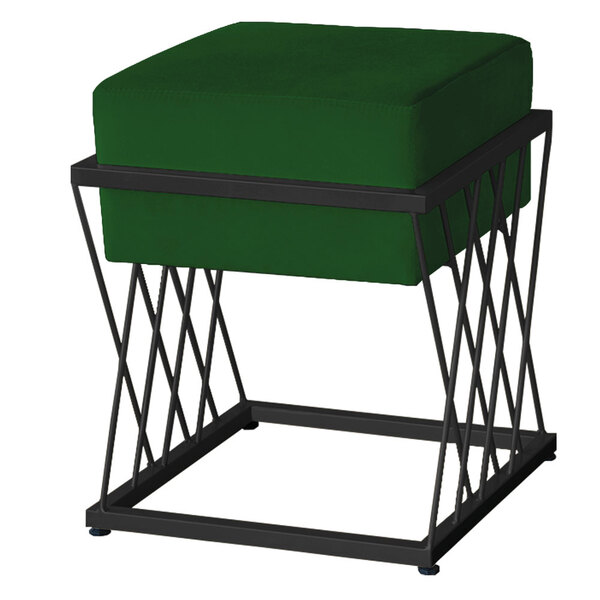 Puff Decorativo Tróia Base Preta Veludo Verde - Montanaris De