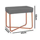 Puff Decorativo Unna Base Bronze Veludo Cinza  - Montanaris D