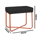 Puff Decorativo Unna Base Bronze Veludo Preto  - Montanaris D