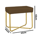 Puff Decorativo Unna Base Gold Veludo Marrom - Montanaris Dec