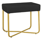 Puff Decorativo Unna Base Gold Veludo Preto - Montanaris Decor