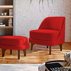 Puff Decorativo Vermelho Em Veludo Artêmio