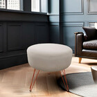 Puff Decorativos Sala Quarto Tunísia Veludo Bege Base Bronze