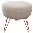 Puff Decorativos Sala Quarto Tunísia Veludo Bege Base Bronze