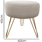 Puff Decorativos Sala Quarto Tunísia Veludo Bege Base Dourado