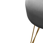 Puff Decorativos Sala Quarto Tunísia Veludo Cinza Base Dourad