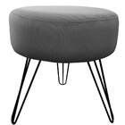 Puff Decorativos Sala Quarto Tunísia Veludo Cinza Base Preta
