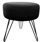 Puff Decorativos Sala Quarto Tunísia Veludo Preto Base Preta