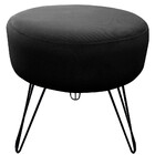 Puff Decorativos Sala Quarto Tunísia Veludo Preto Base Preta