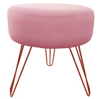 Puff Decorativos Sala Quarto Tunísia Veludo Rose Base Bronze