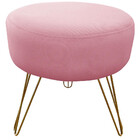 Puff Decorativos Sala Quarto Tunísia Veludo Rose Base Dourado