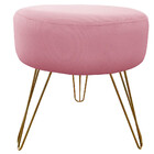 Puff Decorativos Sala Quarto Tunísia Veludo Rose Base Dourado