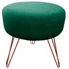 Puff Decorativos Sala Quarto Tunísia Veludo Verde Base Bronze