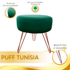 Puff Decorativos Sala Quarto Tunísia Veludo Verde Base Bronze
