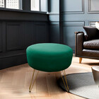 Puff Decorativos Sala Quarto Tunísia Veludo Verde Base Dourad
