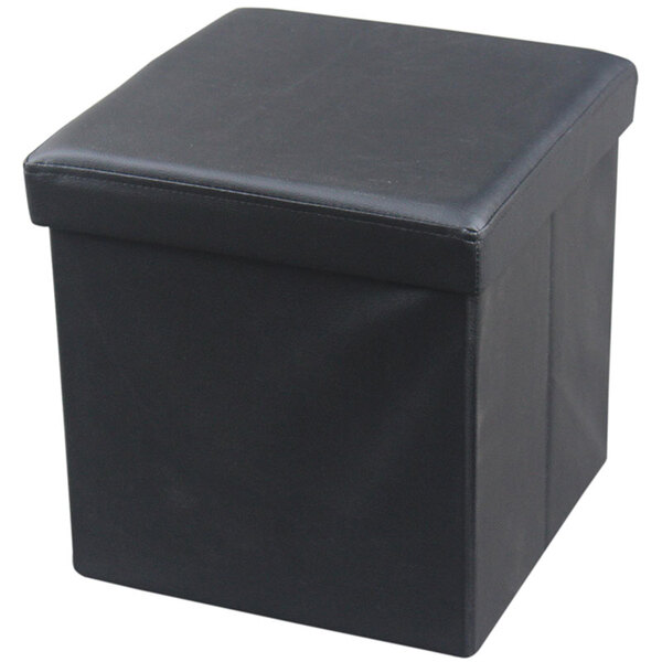 Puff Dobrável Com Baú Mk-001-marka Móveis - Preto