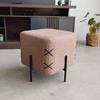 Puff Drone Com Linho Marrom E Pé Metal Preto