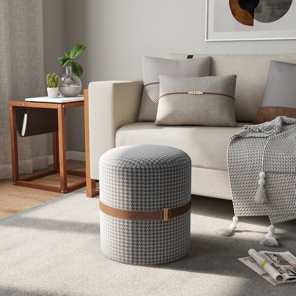 Puff Em Algodão Pied De Poule Aston Cinza