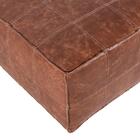 Puff Em Couro Mel Com Detalhe Costura 80x80cm Nivus