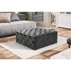 Puff Em Couro Preto Com Botões Encapados 100x100cm Cayenne