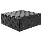 Puff Em Couro Preto Com Botões Encapados 80x80cm Cayenne