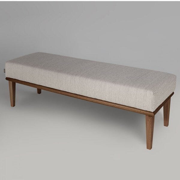 Puff Em Linho 100cm Requadro Imbuia Grazi  Bege/imbuia