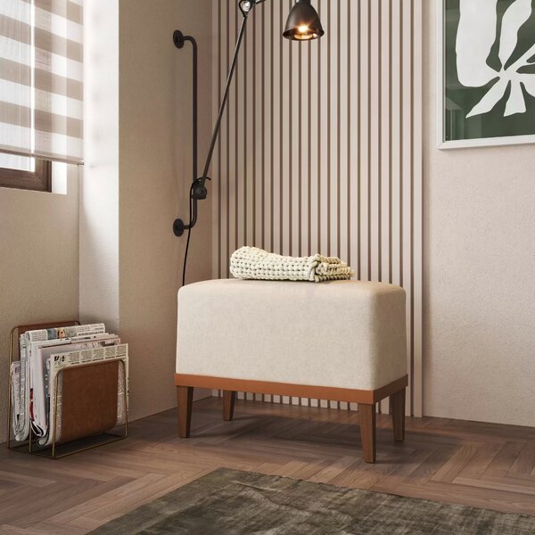 Puff Em Linho Pés Em Madeira Boreal Cabecasa Madeiraoriginals