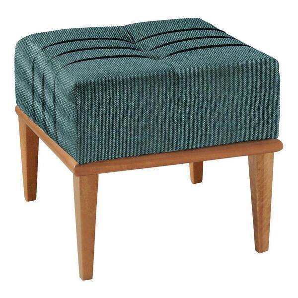 Puff Em Linho Quadrado Valentin Agarb Decor Linho Azul