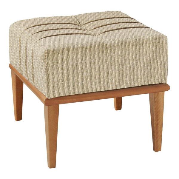 Puff Em Linho Quadrado Valentin Linho Bege Claro