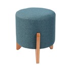 Puff Em Linho Redondo Arthur Agarb Decor Linho Azul