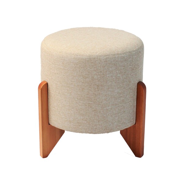 Puff Em Linho Redondo Arthur Agarb Decor Linho Bege