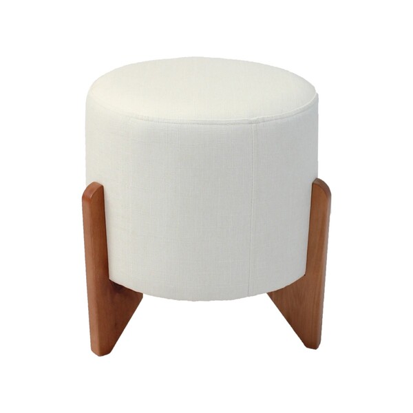 Puff Em Linho Redondo Arthur Agarb Decor Linho Off