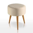 Puff Em Linho Redondo Cleo Agarb Decor Linho Bege Claro