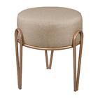Puff Em Linho Redondo Gotta Pés Em Metal Linho Bege