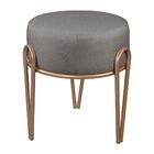 Puff Em Linho Redondo Gotta Pés Em Metal Linho Cinza