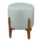 Puff Em Linho Redondo Otavio  Agarb Decor Azul Claro