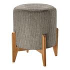 Puff Em Linho Redondo Otavio Linho Cinza